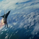 Xavier’s X-Wing escaping Earth’s orbit.